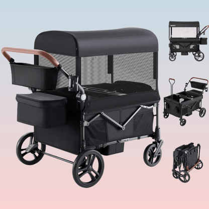 Foldable All-Terrain Wagon Stroller With Canopy