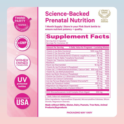 Prenatal Multivitamin with Vegan DHA (60 Capsules)