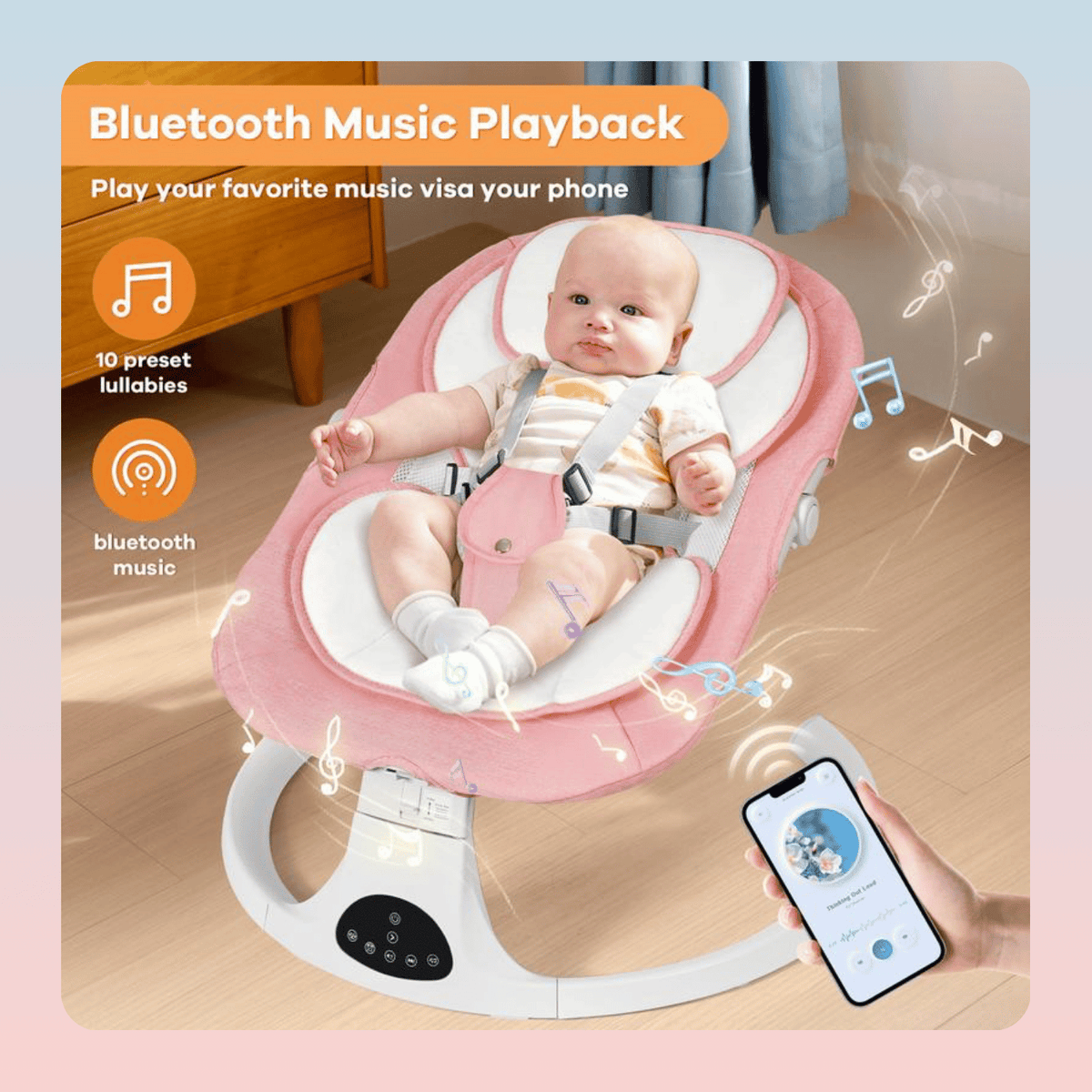 Electric Baby Swing with Bluetooth Music
