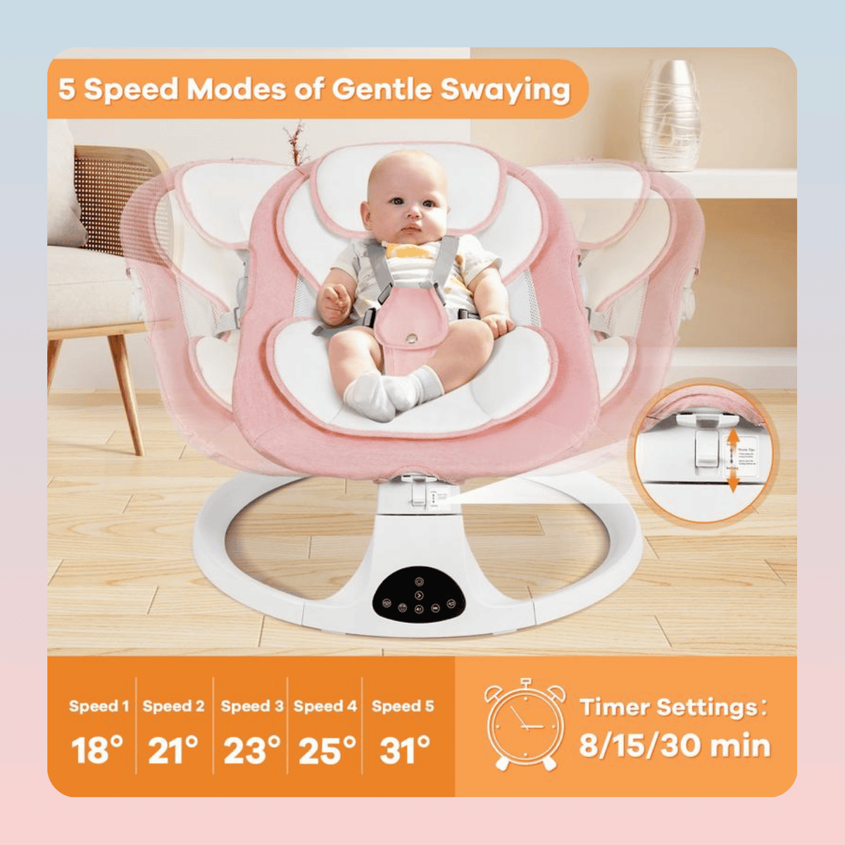 Electric Baby Swing with Bluetooth Music