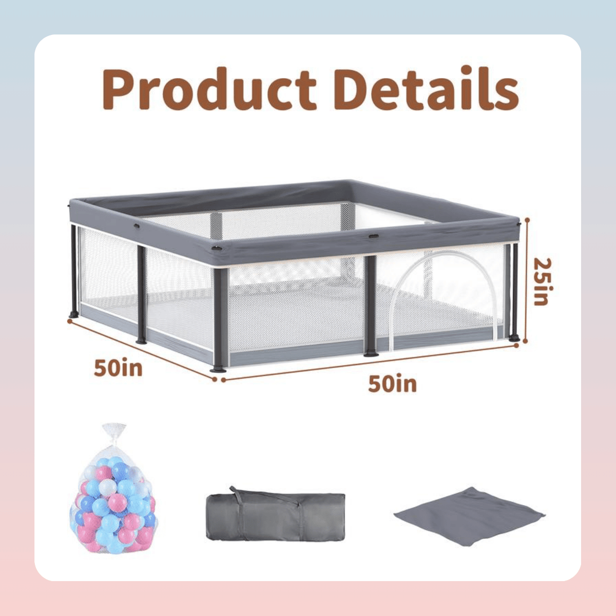 50 Inch Foldable Baby Playpen