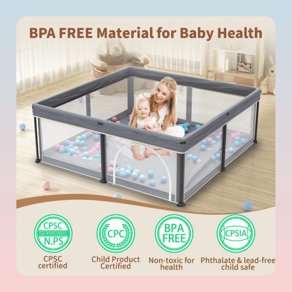 50 Inch Foldable Baby Playpen