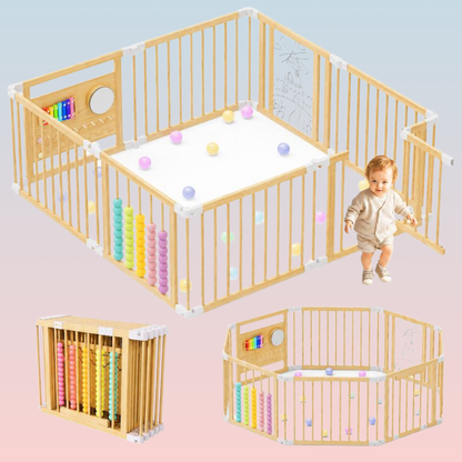 Wooden Activity Panel Baby Playpen